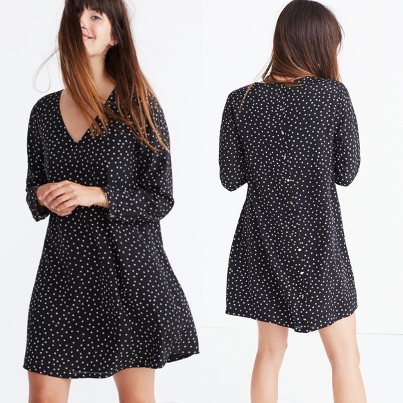 Madewell Silk Button Back Dress in Star Scatter S - Picture 4 of 11